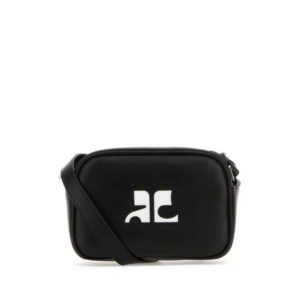 Courreges Camera Leather Shoulder Bag Black